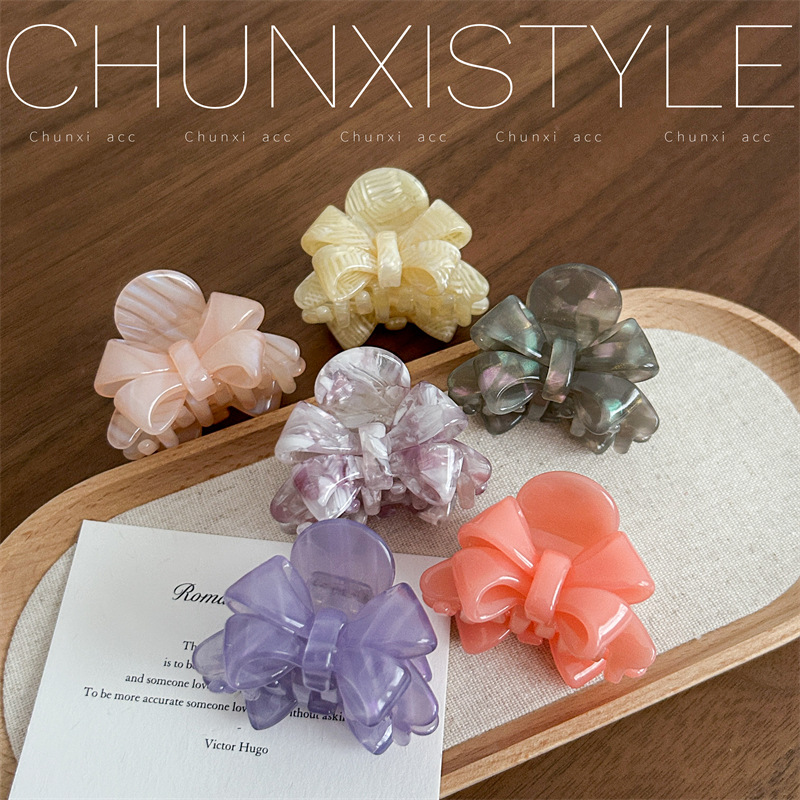YD French niche high-quality design bow acetate grabber, elegant and sweet, with a high-end feel, shark clip details Picture