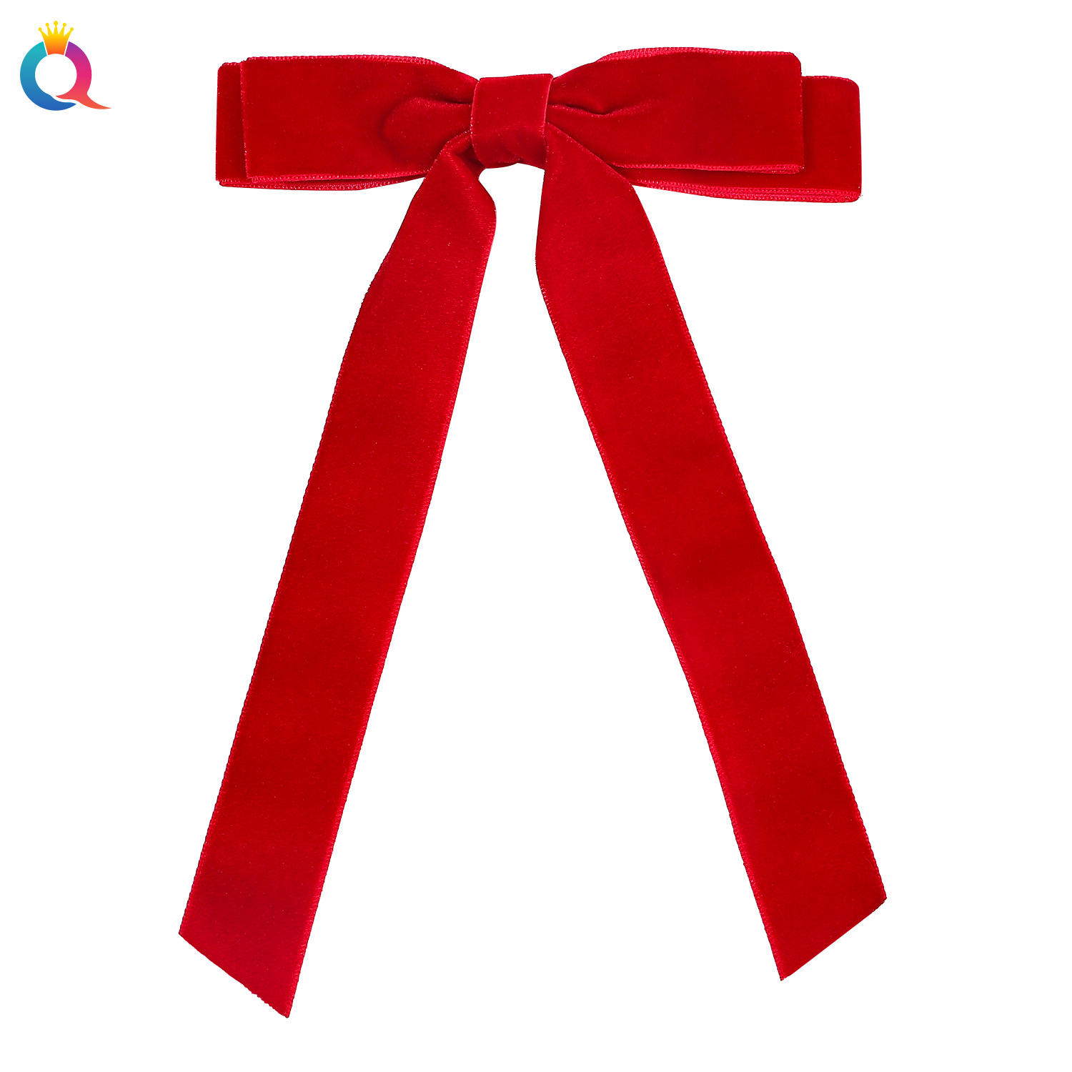 Qiyue Amazon Winter Collection High-end flocked bow ribbon hair clip, sweet side duckbill clip hair accessory and headwear Item Picture