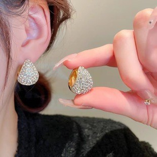 Golden earrings ~ Cold style metallic texture ear rings and stud earrings, a versatile and fashionable European and American style bestseller details Picture