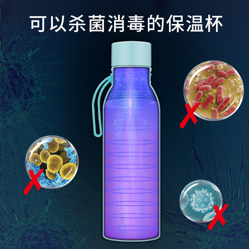 Ultraviolet sterilization water cup, intelligent uv disinfection, 304 stainless steel insulated cup, outdoor sports water bottle temperature measurement details Picture