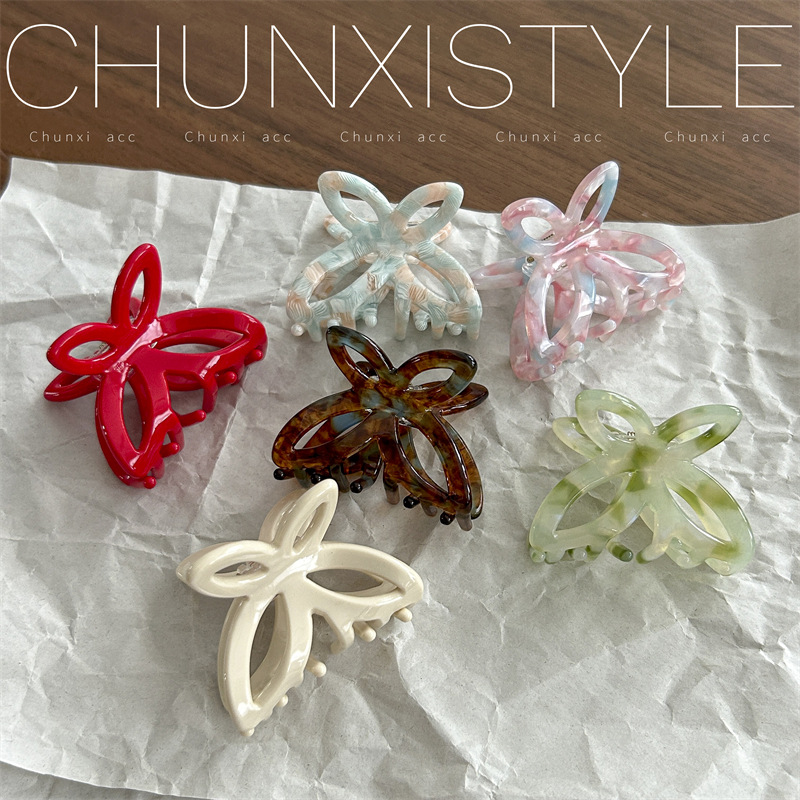 High-end acetate butterfly grappling clips, small hair clips, women's headwear, side bangs clips, half-tied hair clips, hair clips details Picture