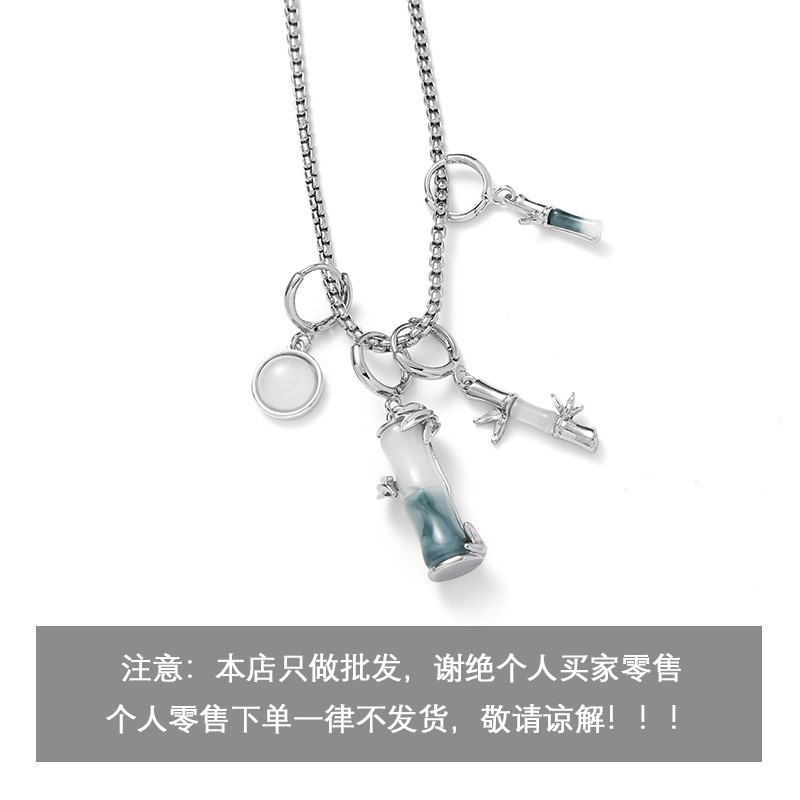 Wholesale of new autumn bamboo joint resin necklaces, women's new Chinese-style light luxury ancient-style collarbone chains, and niche high-end necklaces details Picture