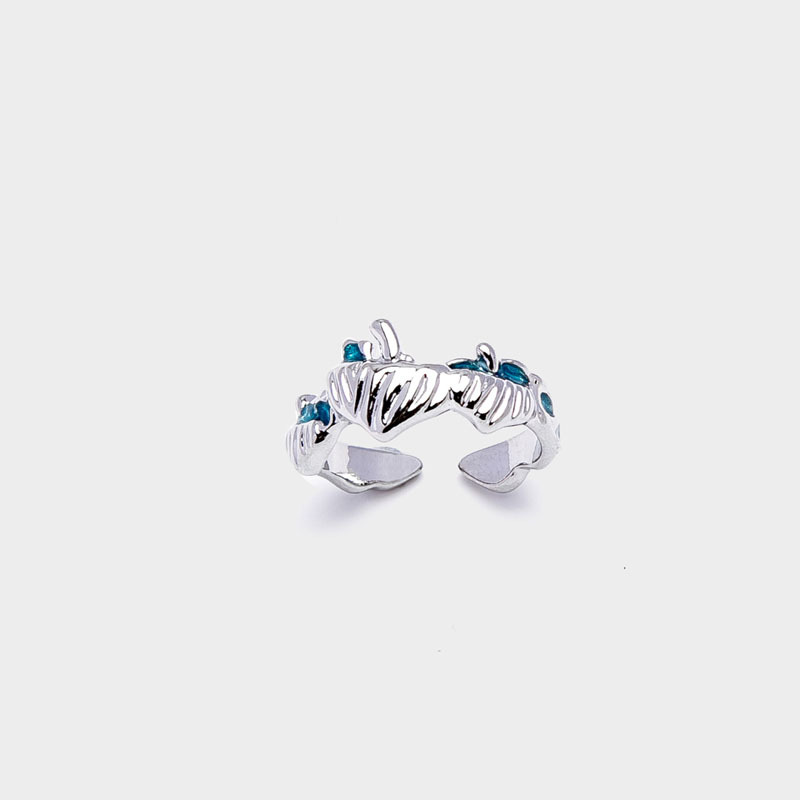 Irregular-textured blue drip glaze open ring for women's ins, a niche, light luxury, trendy and high-end personalized ring Application Scenario