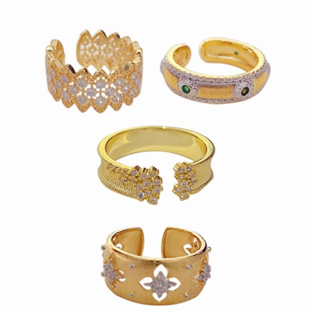 A mid-style retro heavy industry ring for women, an Instagram-style brushed, light luxury, diamond-encrusted, niche and high-end open-top ring bracelet Item Picture