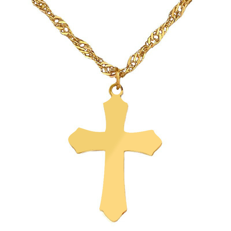 【 All-titanium Steel 】 Cold style cross, minimalist style gold necklace inside the furnace, female Instagram influencer collarbone chain Item Picture