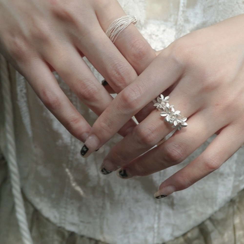 New Chinese-style floral ring for women, 925 sterling silver, high-end, niche design, open ring, exquisite and light luxury index finger ring Item Picture