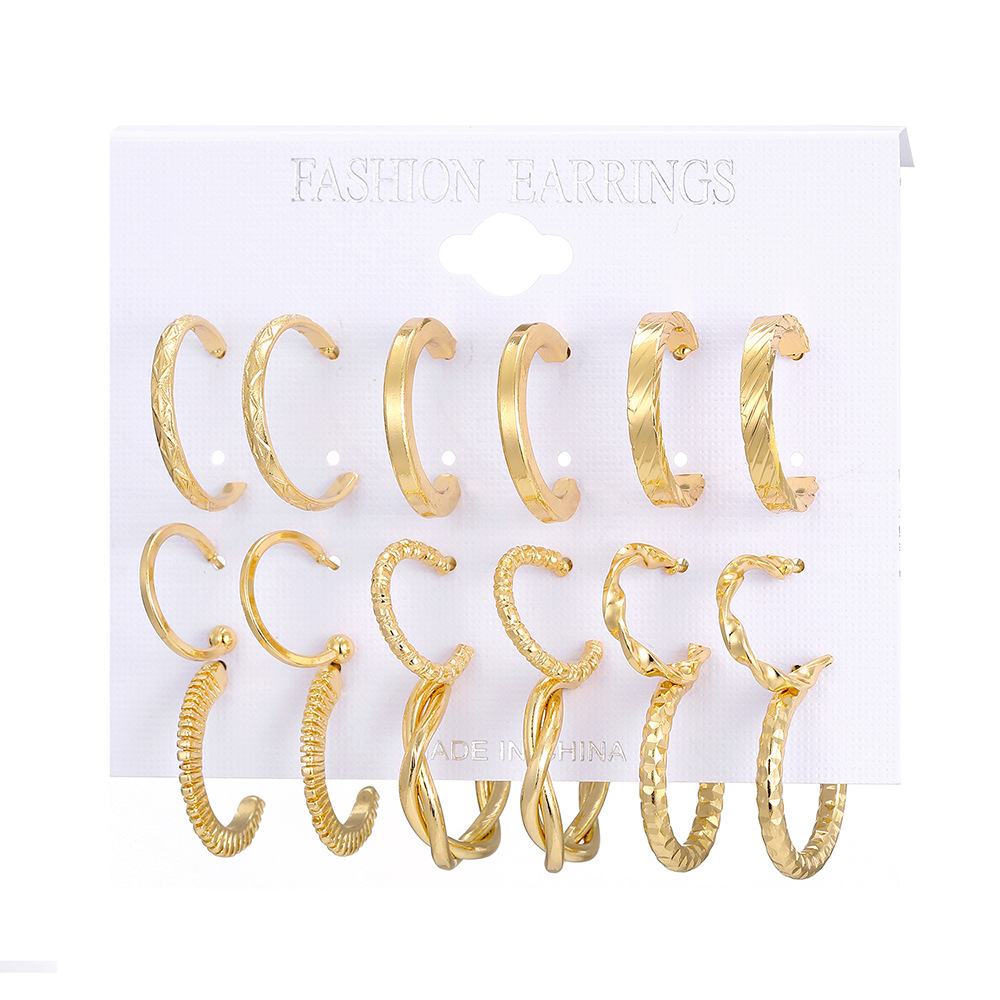 This is a popular cross-border fashionable and simple earring set from Europe and America. It is a versatile, individualistic, exaggerated, elegant and high-end earring accessory Item Picture