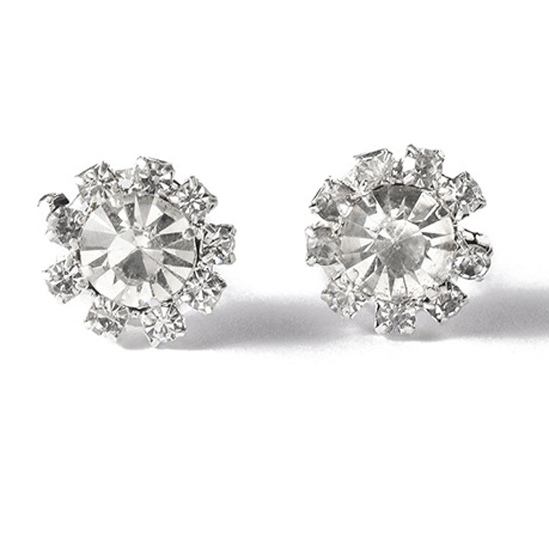 Korean version sun flower zircon stud earrings, fashionable crystal gemstone earrings, wholesale of European and American export earrings Item Picture