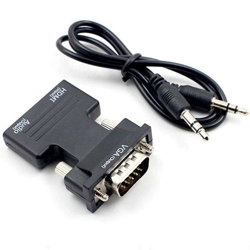 Cross-border HDMI female to VGA female adapter with audio projector, computer high-definition hdmi to vga converter full figure