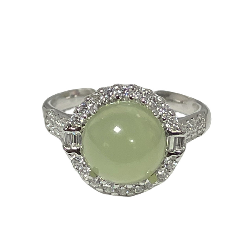 Korean version personalized chalcedony retro texture ring for women, adjustable niche irregular pleated geometric exquisite ring Item Picture