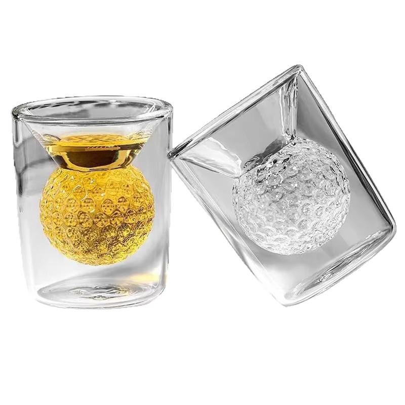 Golf ball double-layer insulated glass, transparent whisky spirits glass, high-end high borosilicate glass Item Picture