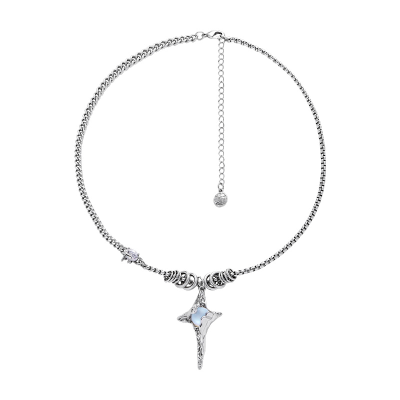 Original moonstone pleated necklace, a niche design for women with a high-end feel, starlight pendant, collarbone chain, sweet and cool spice girl accessory Item Picture