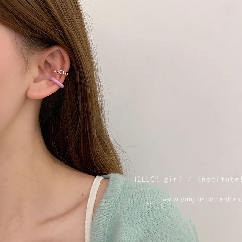 Purple C-shaped ear bone clip women's earrings 2025 new summer style: Simple and versatile, no ear holes for women details Picture