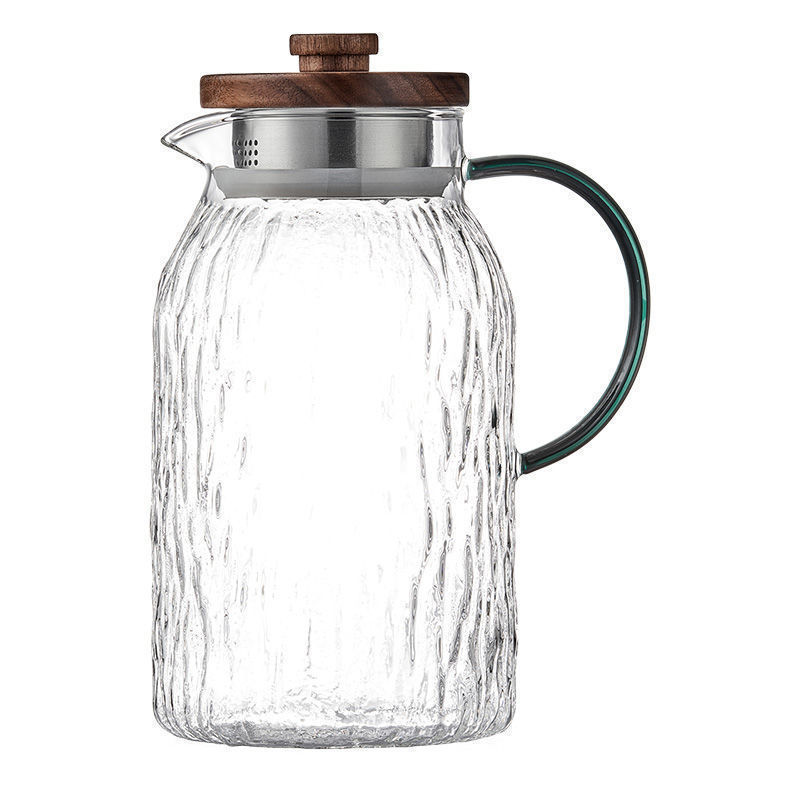 Hammer-patterned glass cold water kettle, large-capacity thickened Japanese tangerine kettle, bark kettle, cold water kettle, high-temperature resistant glass kettle Item Picture