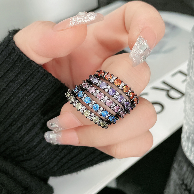 Dark colored diamond Baroque sweet and cool fashion open ring for women on Instagram, cold style, niche and high-end personality ring Application Scenario