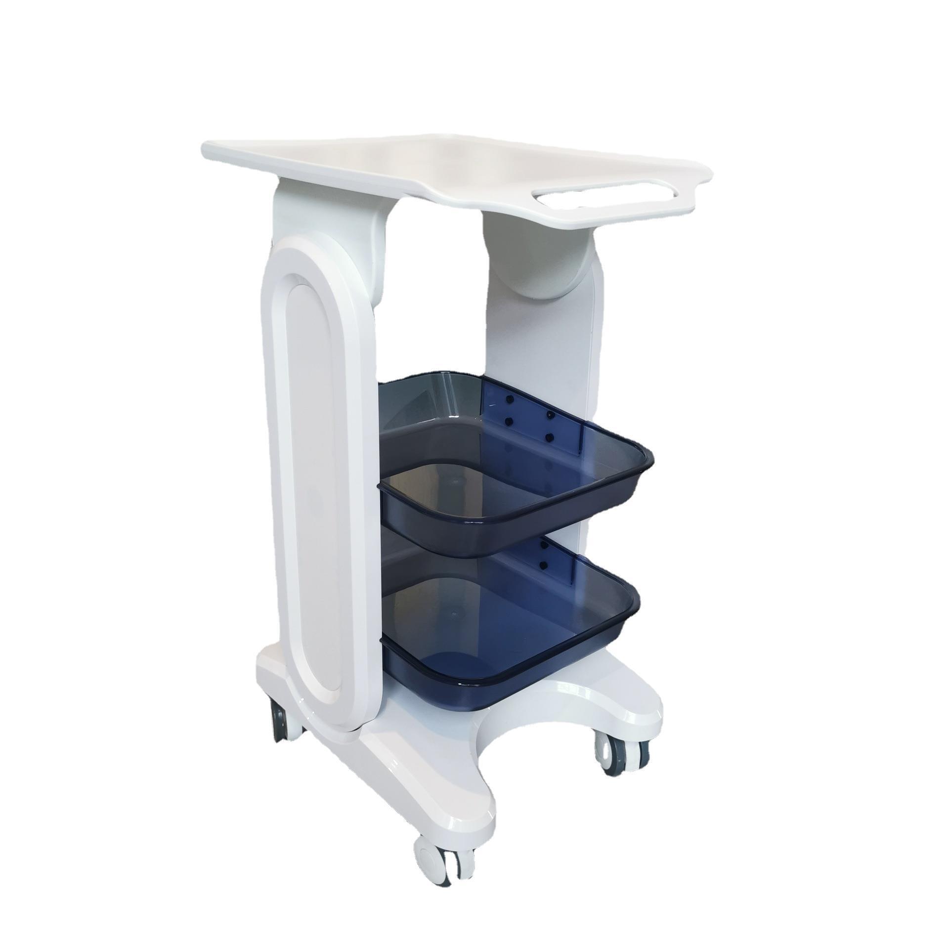 Simple abs clinic dental and oral tool cart, double tray mobile trolley, storage rack, medical equipment, beauty worker Item Picture