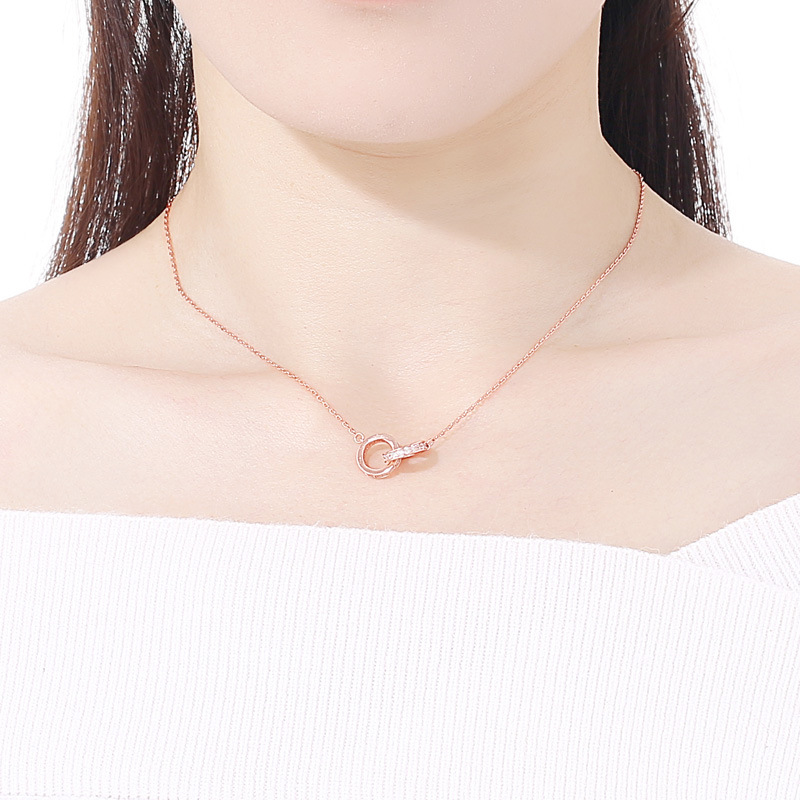 Lucky interlocking titanium steel necklace for women, simple and elegant style, Douyin Internet celebrity collarbone chain for women, snake bone chain trendy matching accessory Specification drawing