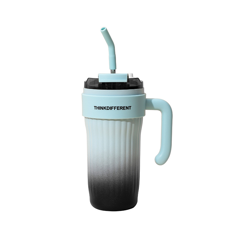 Gradient tea break American ice cup, 800ml large capacity straw insulated cup, women's water cup, high appearance level insulated water cup Item Picture