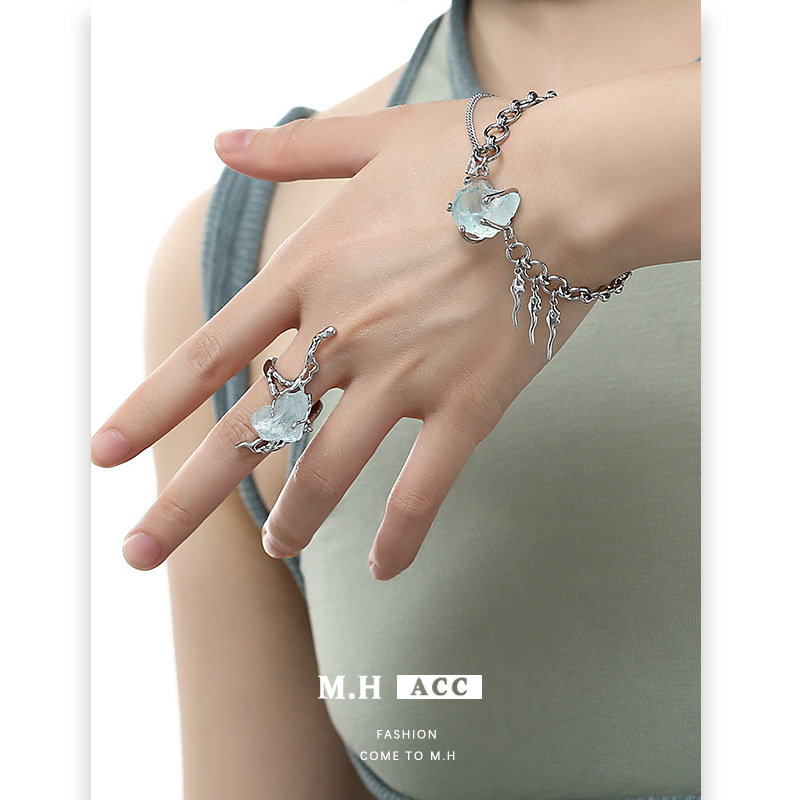 Original blue Glacier series necklaces for women wholesale, new Chinese-style light luxury, national trend niche design, high-end sense neck accessories details Picture