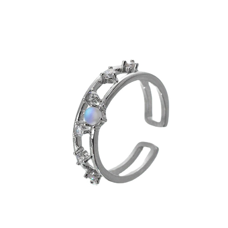 A digital Roman numeral double-layer diamond zircon ring, a niche design for women, exudes a sense of high-end fashion and individuality, and is versatile Item Picture