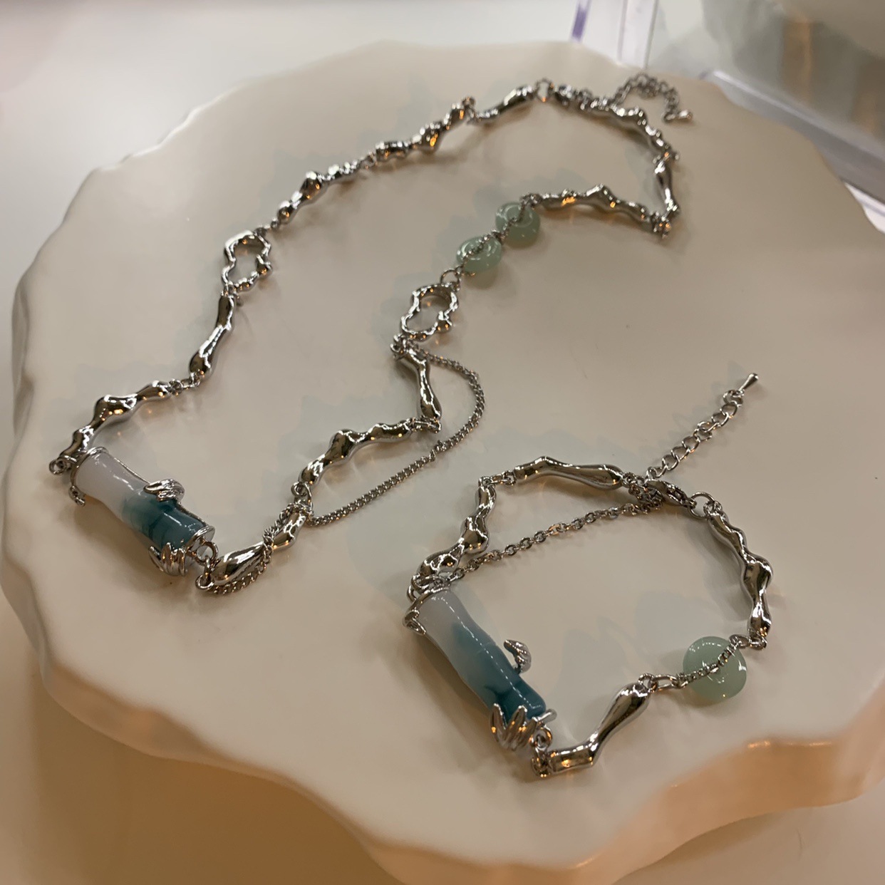 New Chinese-style bamboo cold and cool design collarbone chain women's style necklace 2023 new women's summer style Specification drawing
