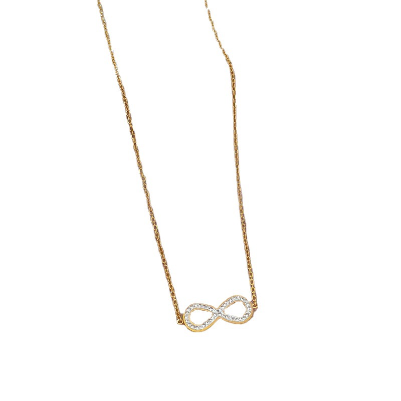 【 All-titanium Steel 】 Bow eyes, minimalist style, real gold necklace inside the furnace, female Instagram influencer collarbone chain accessory Item Picture