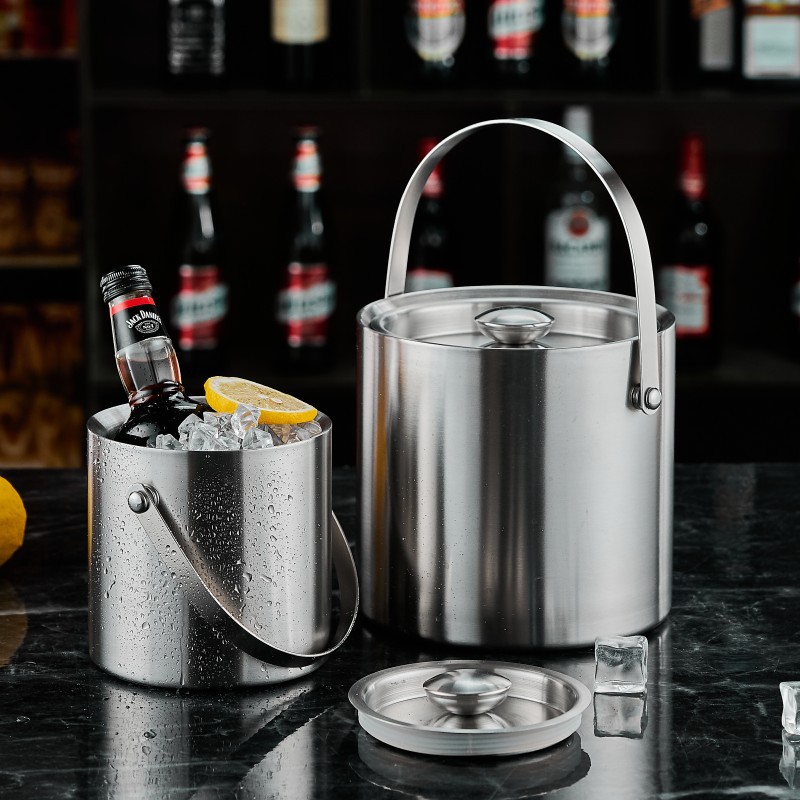Cross-border stainless steel ice bucket with double-layer insulation and cold preservation, KTV, champagne, red wine, beer, ice cubes and cubes, can be engraved with logo details Picture