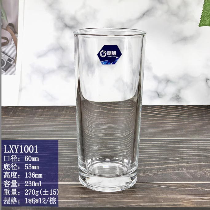 Langxu Glass Breakfast milk Cup, straight cup manufacturer wholesale, juice water cup, thickened heat-resistant high-end dining cup full figure