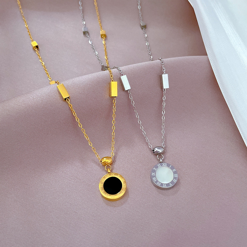 【 All-titanium Steel 】 Shell Roman minimalist style furnace, real gold necklace, female Instagram influencer collarbone chain accessory Specification drawing