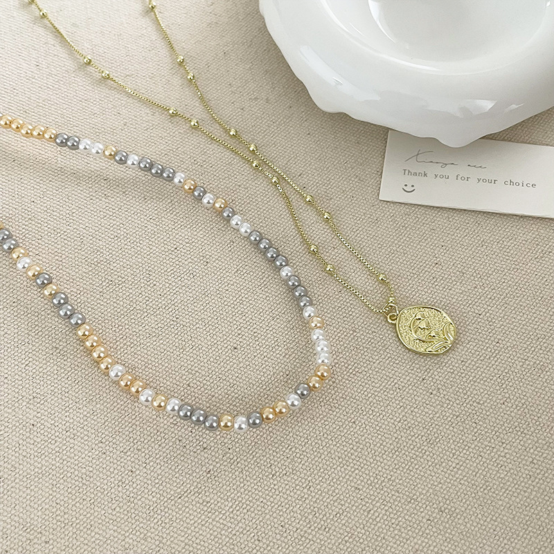 This multi-color beaded rose-shaped round brand necklace is a versatile and elegant sweater chain for women, featuring a new style from 2024 details Picture
