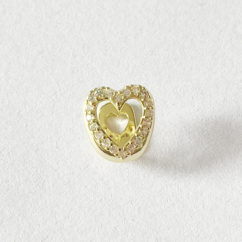 Jinwu Hollowed-out heart-shaped zircon braces, cool and shiny gold teeth for daily outings, hip-hop versatile cross-border accessories wholesale Specification drawing