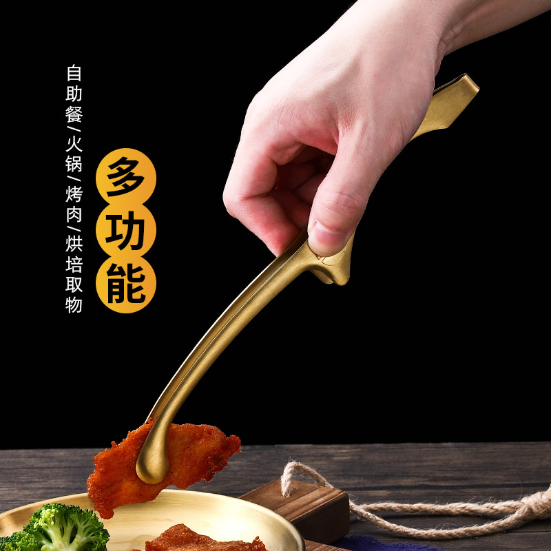 304 Japanese barbecue tongs, stainless steel Korean barbecue food steak tongs, Haidilao hot pot serving chopsticks tongs details Picture
