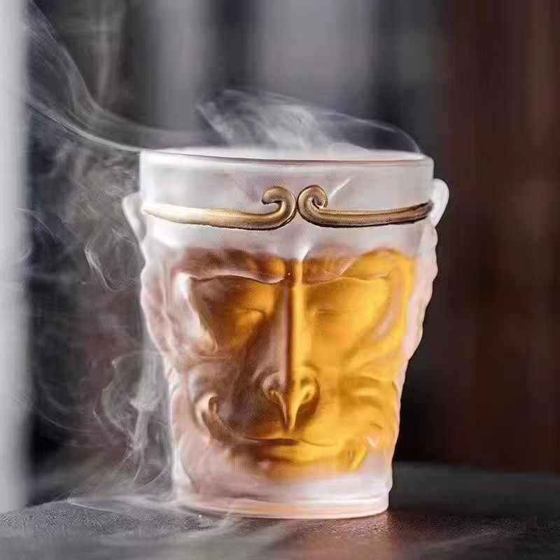 Wukong Cup, Sun Wukong Tea Cup, Exquisite frosted gold-painted Glass Cup, National Tide Cup, Qitian Great Sage Master Cup full figure