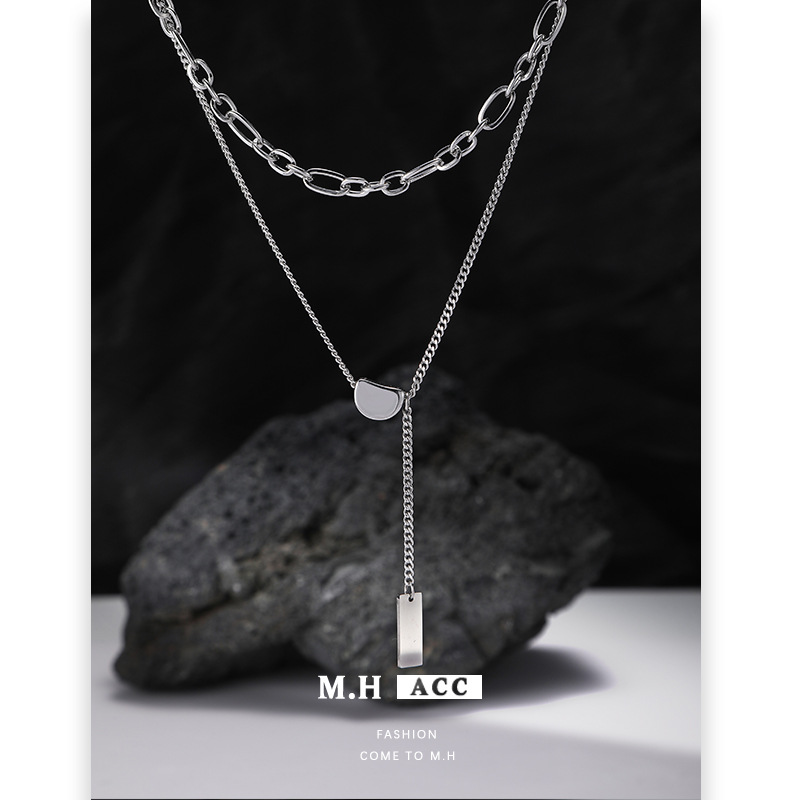 Original design geometric layered necklace for women wholesale, simple and individual sweater chain, new winter hip-hop hot girl necklace full figure