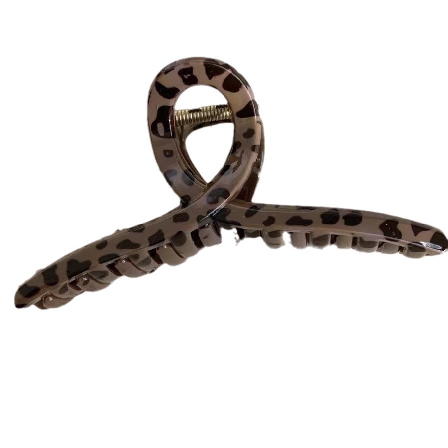 Korean-style large scratch-clip high-end hair accessory headwear, back of the head updo hair clip, personalized and fashionable leopard print shark clip Item Picture