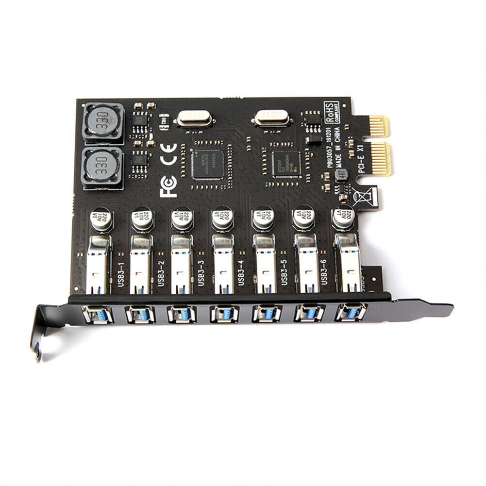 PCIE to USB3.0 adapter card, 7-port PCI-E desktop computer expansion card, no need for external power supply, NEC chip details Picture