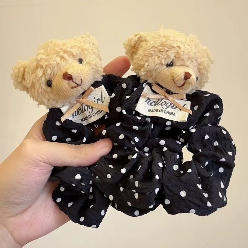 The autumn and winter collection features a high-end and elegant plush bear hair band, a fashionable and cute ponytail hair tie, and a new bun hair accessory Specification drawing