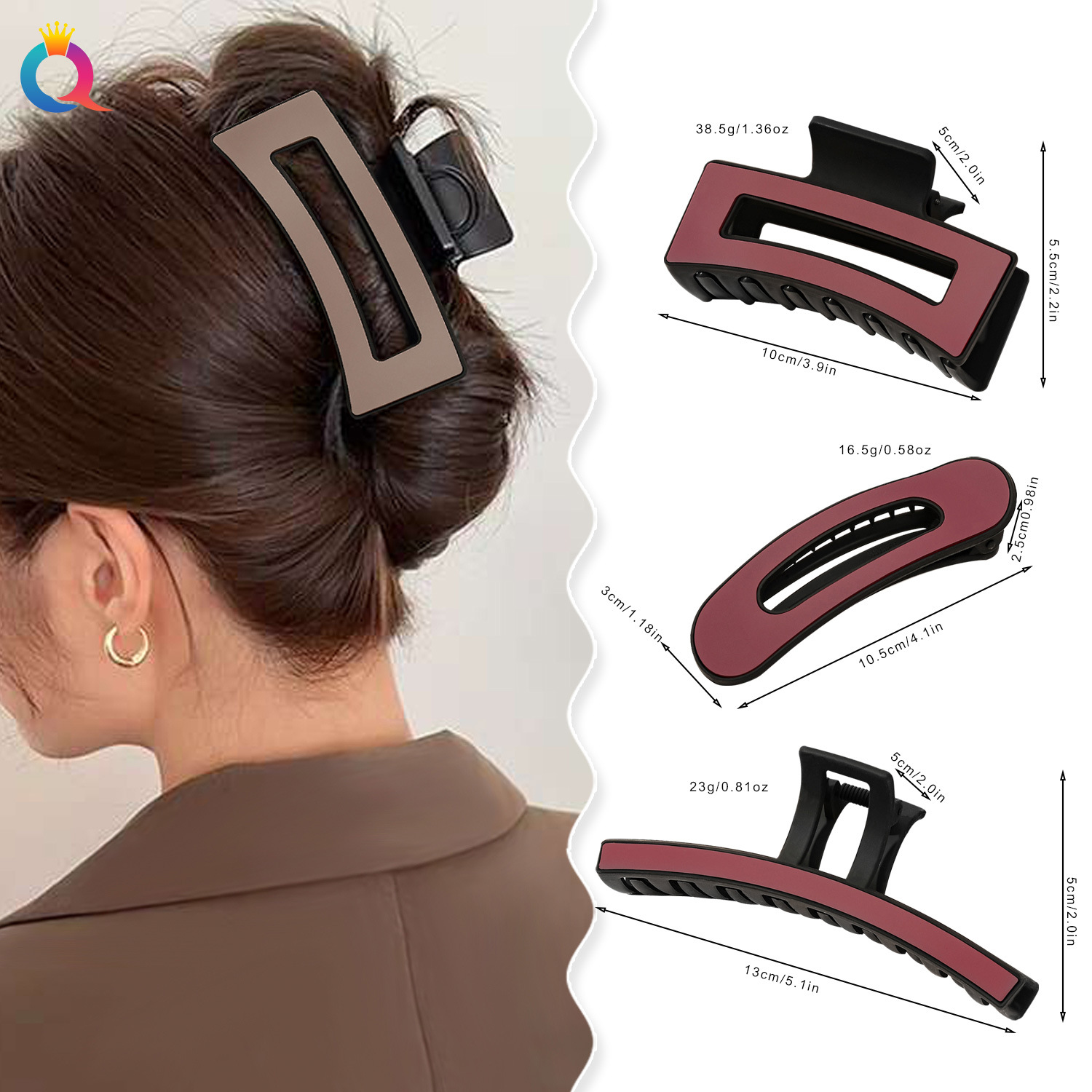 Wholesale of Qiyue Cross-border Morandi PC hair clips with a high-end matte finish, hairpin clips and shark clips details Picture