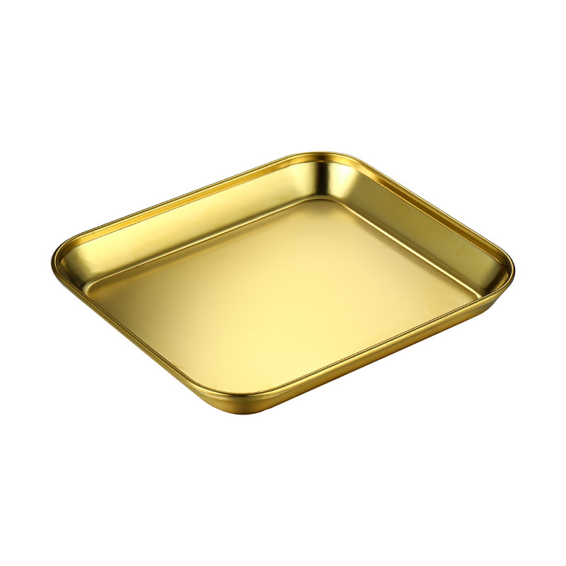 Korean-style 304 stainless steel snack plate, aged square cold dish plate, kimchi plate, vegetable plate, barbecue plate, cooking plate Item Picture