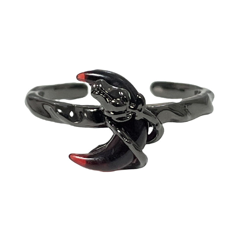 Punk dark thorns moon-wrapped open ring for women's Instagram gender-neutral style, unique and exquisite index finger ring Item Picture