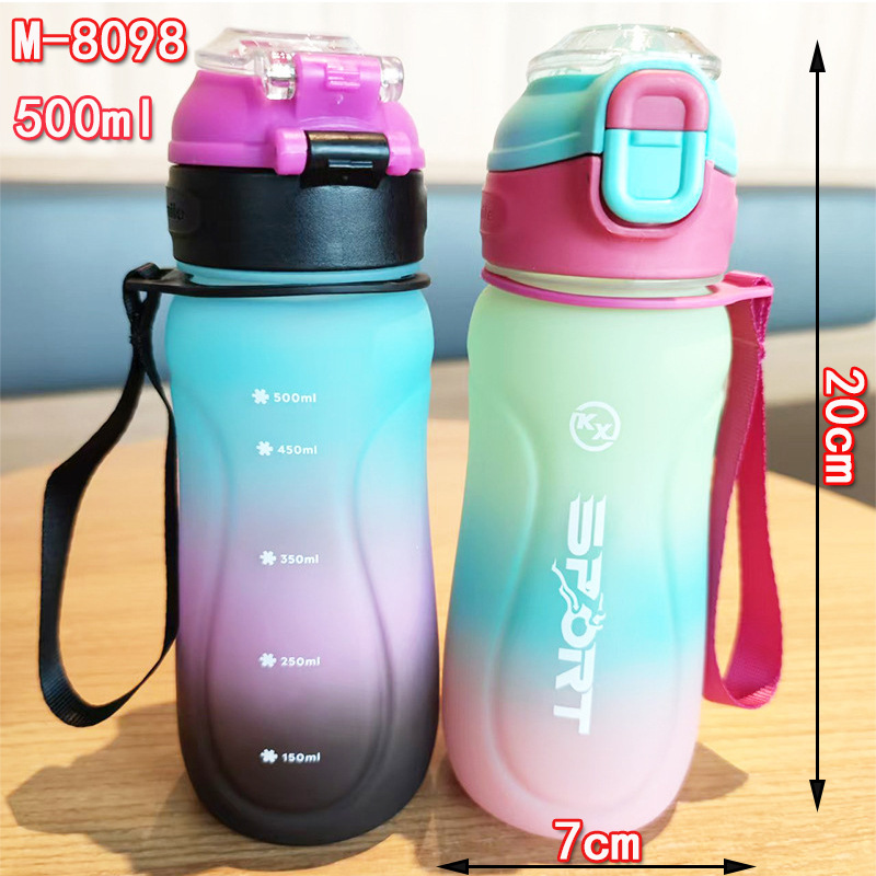 A new cross-border fashion gradient water cup with a one-click pop-up lid for dual drinking, multi-functional portable plastic cup for male and female students outdoors Application Scenario