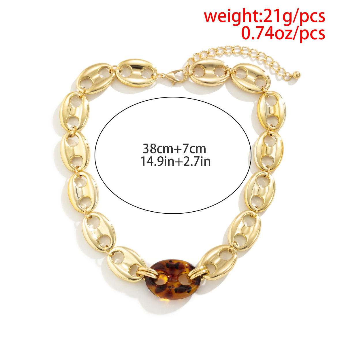 European and American cross-border accessories hip-hop street style leopard print patchwork collarbone necklace, simple pig nose buckle acrylic necklace Application Scenario