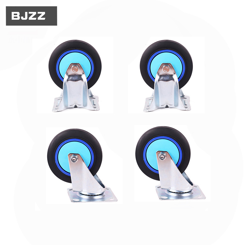 Universal casters, silent casters, flatbed trolley wheels, 5 pulley plates, directional wheels, 4 rubber load-bearing SF Express wheels Specification drawing
