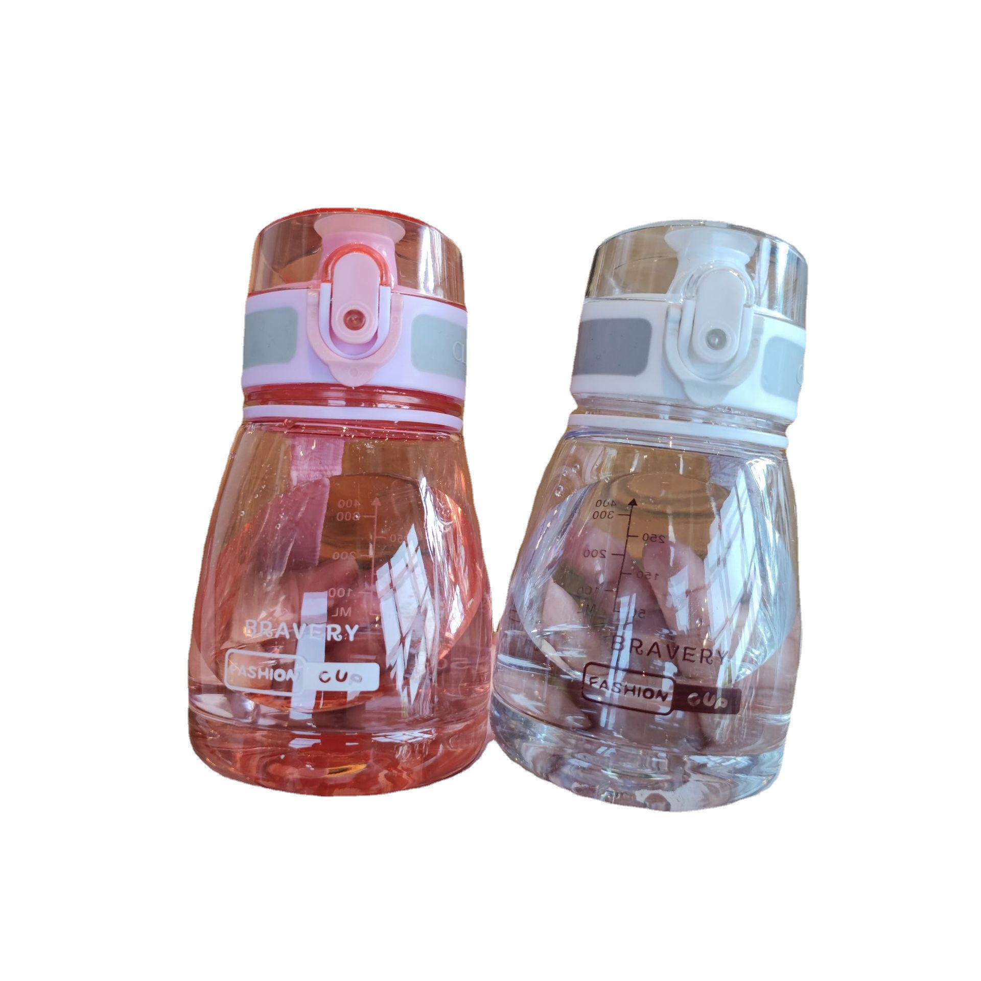 Wholesale summer direct drinking plastic water cups with pop-up LIDS, carrying rope straps, live-streaming sales, mini 400ml portable water bottles Item Picture