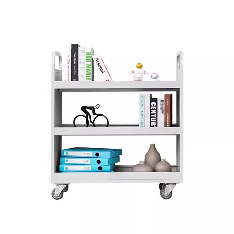 Library book cart, mobile silent staircase, bookstore climbing ladder, school books, archives, documents, flat trolley Item Picture