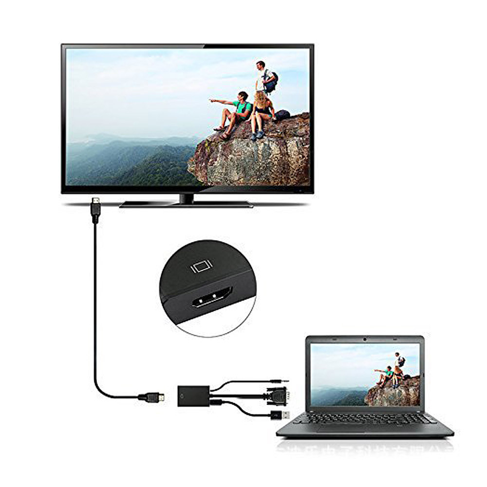 vga to hdmi converter, vga public to hdtv female audio, desktop computer host display high-definition adapter cable details Picture