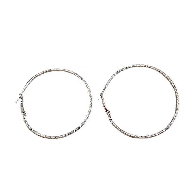 Simple and niche design, silver pigment ring earrings, exaggerated European and American ear loops, high-end earrings, women's light luxury Item Picture