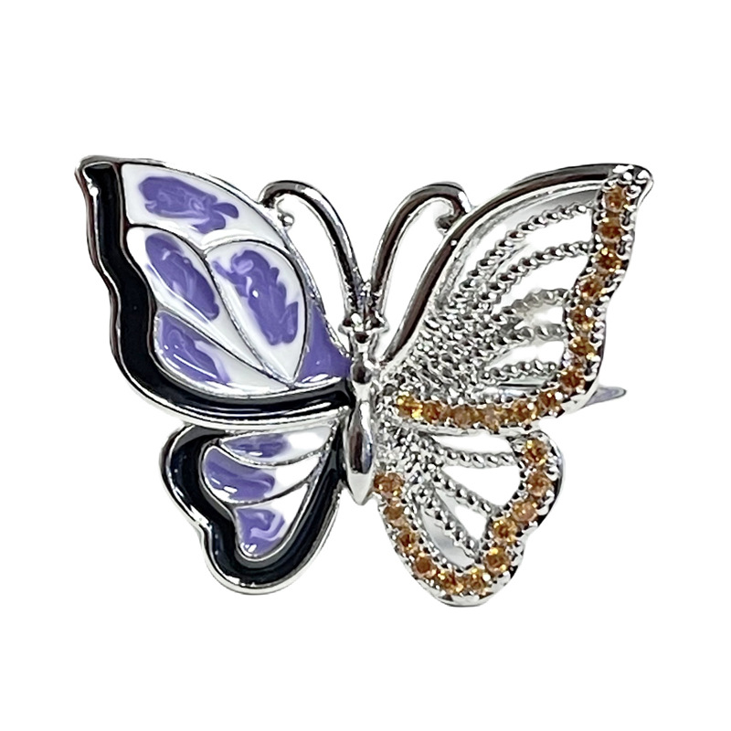 A retro enamel butterfly ring with a national trend, adjustable for women's temperament, exquisite ins niche design, artistic and light luxury ring Item Picture