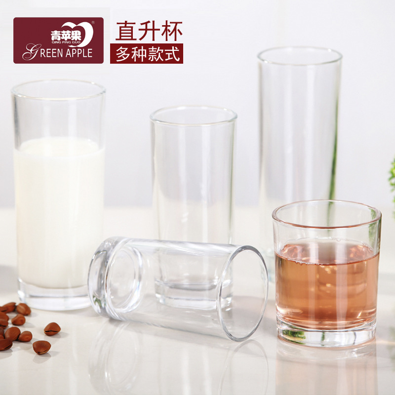 Green apple glass cups, water cups, juice cups, home sets, guest milk cups, breakfast straight cups, beer mugs and wine utensils full figure