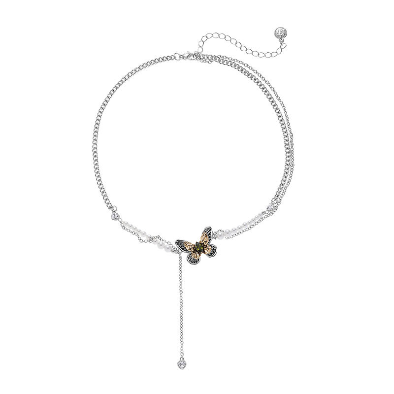 Retro butterfly necklace that doesn't fade, summer metallic collarbone chain for women, original light luxury ins style high-end necklace Item Picture